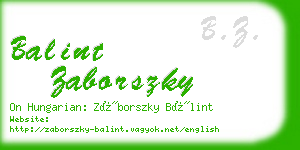 balint zaborszky business card